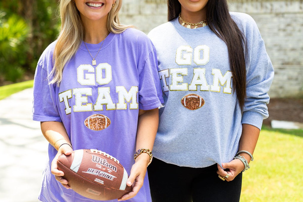 Team Colors 'Go Team' Gameday Glam Football Letter Patch Sweatshirt