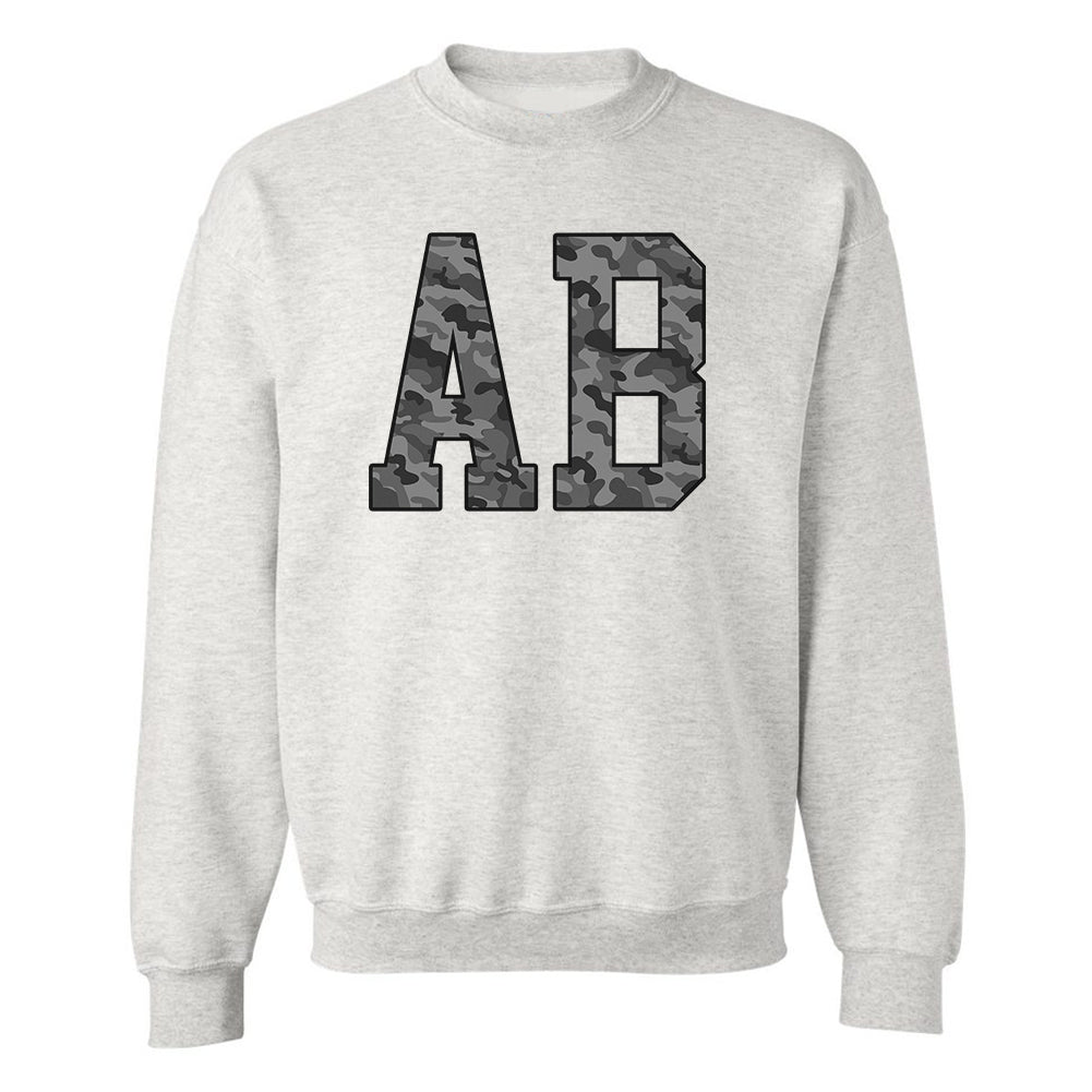 Initialed 'Camo' Big Print Crewneck Sweatshirt