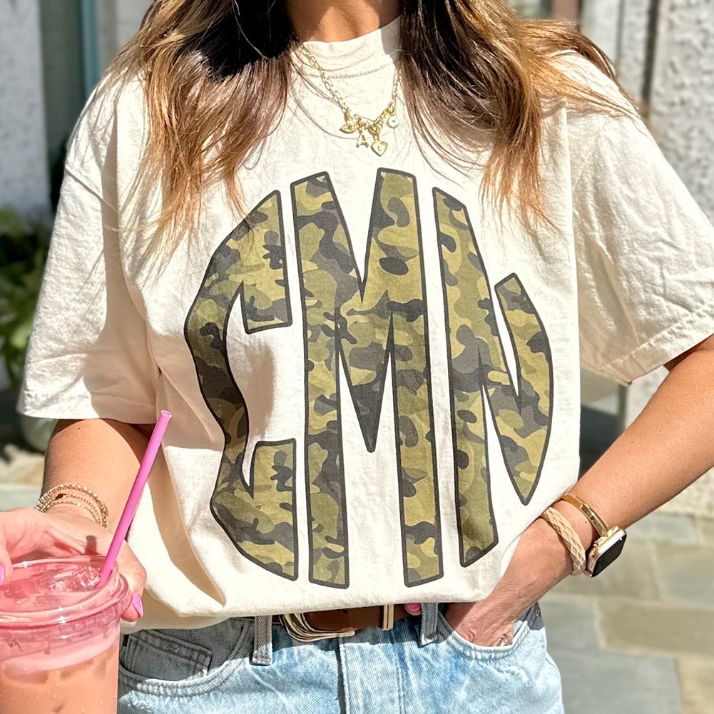 Monogrammed 'Camo' Big Print T-Shirt
