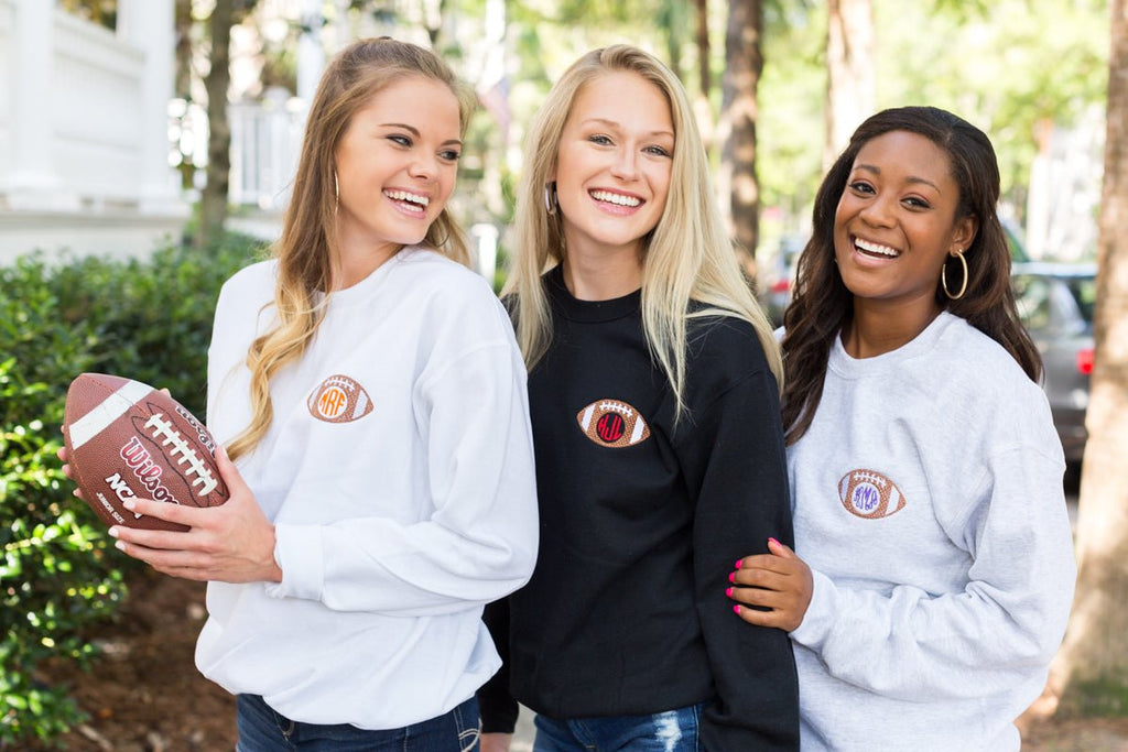 Monogrammed Football Crewneck Sweatshirt