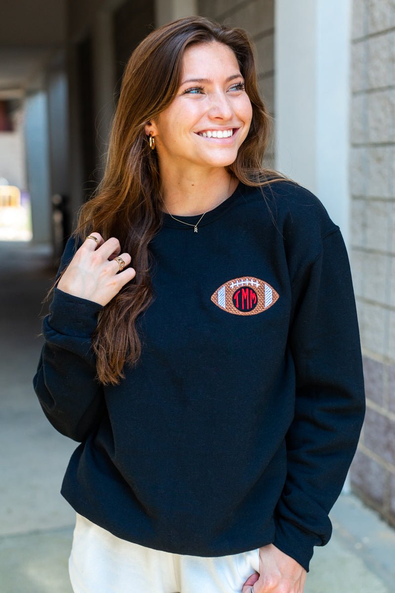 Monogrammed Football Crewneck Sweatshirt