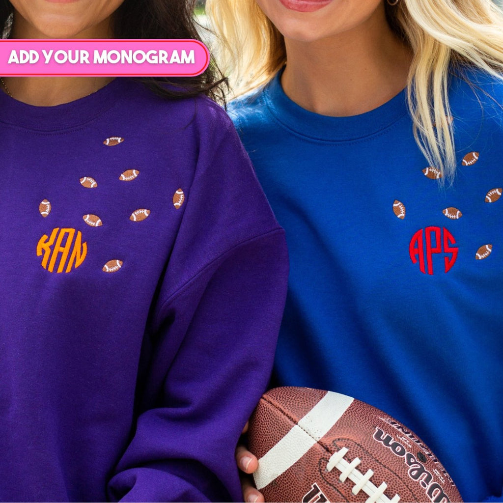 Monogrammed 'Football Fever' Team Crewneck Sweatshirt