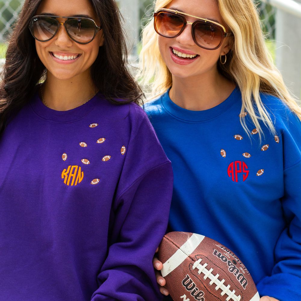 Monogrammed 'Football Fever' Team Crewneck Sweatshirt