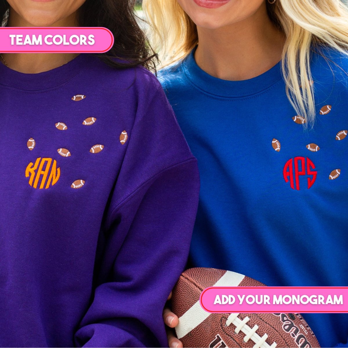 Monogrammed 'Football Fever' Team Crewneck Sweatshirt