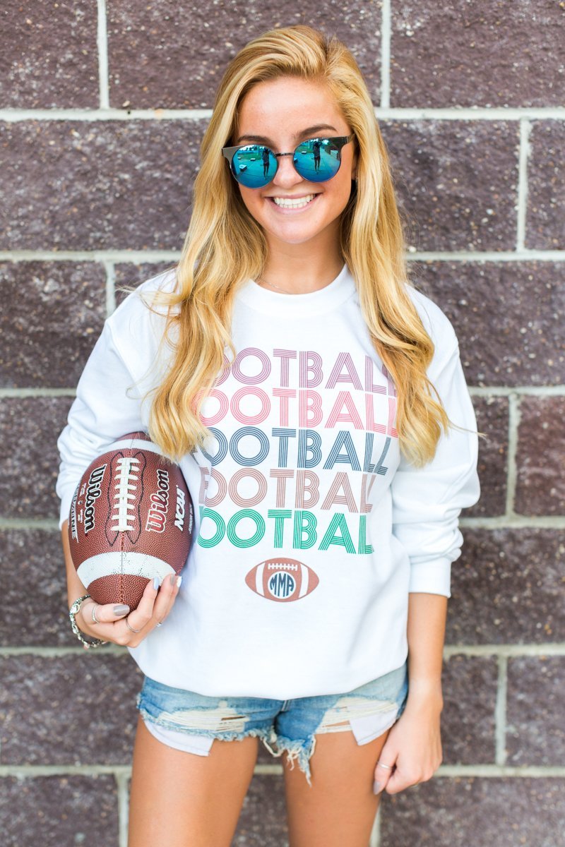 Monogrammed 'Retro Football' Crewneck Sweatshirt