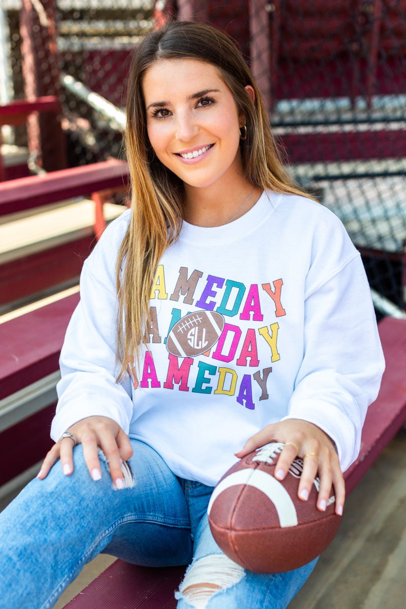 Monogrammed 'Retro Game Day' Crewneck Sweatshirt