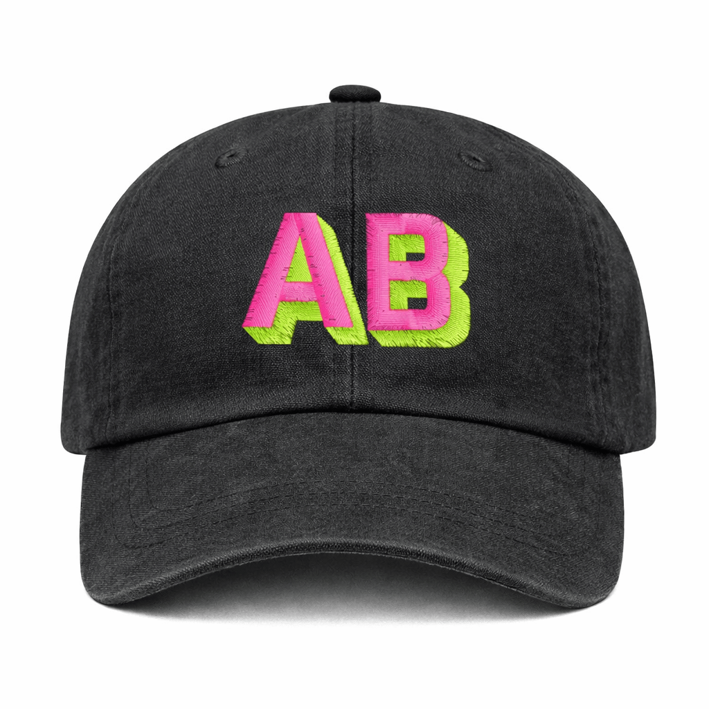 Personalized Shadow Block Initials Baseball Hat