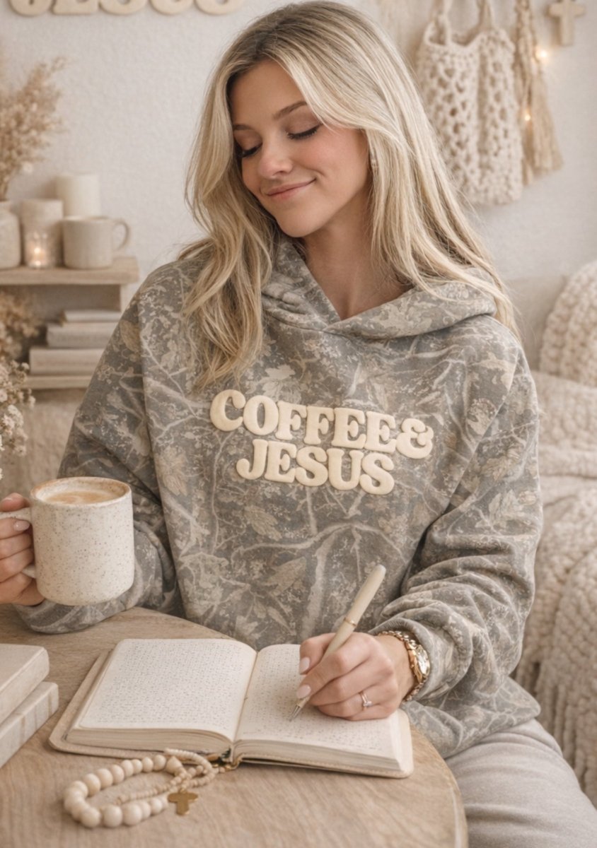 PUFF 'Coffee & Jesus' Camo Hideaway Hoodie