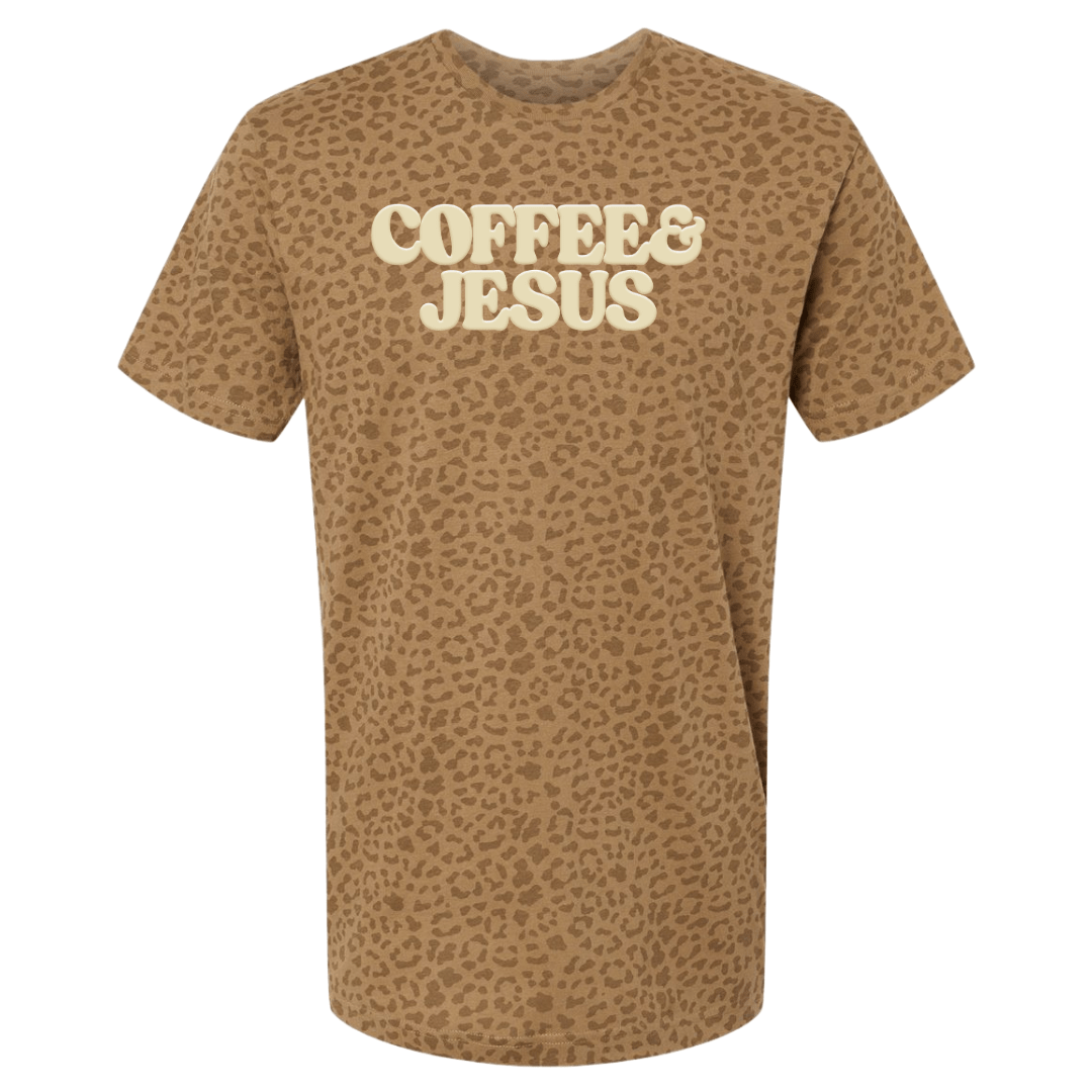 PUFF 'Coffee & Jesus' Realtree Camo/Leopard T-Shirt