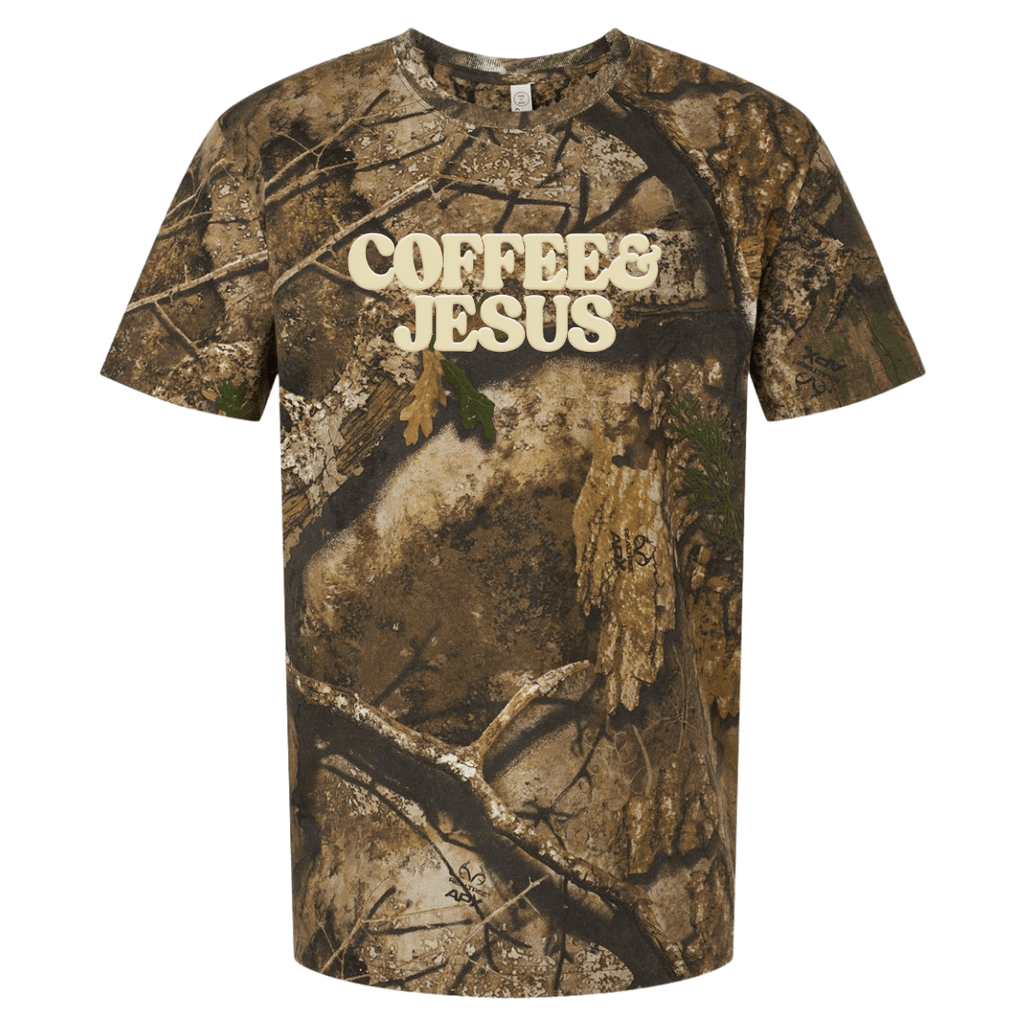 PUFF 'Coffee & Jesus' Realtree Camo/Leopard T-Shirt