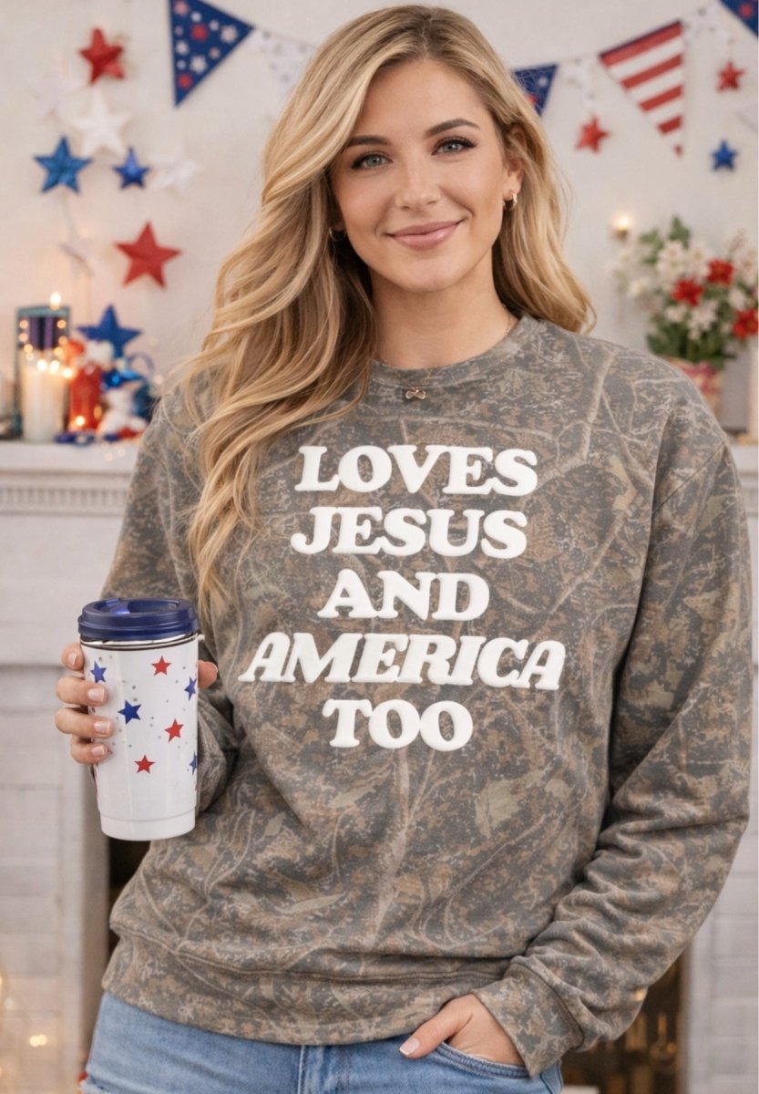 PUFF ‘Free Fallin' Camo Hideaway Crewneck
