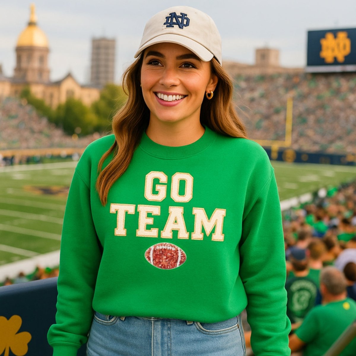 Team Colors 'Go Team' Gameday Glam Football Letter Patch Sweatshirt
